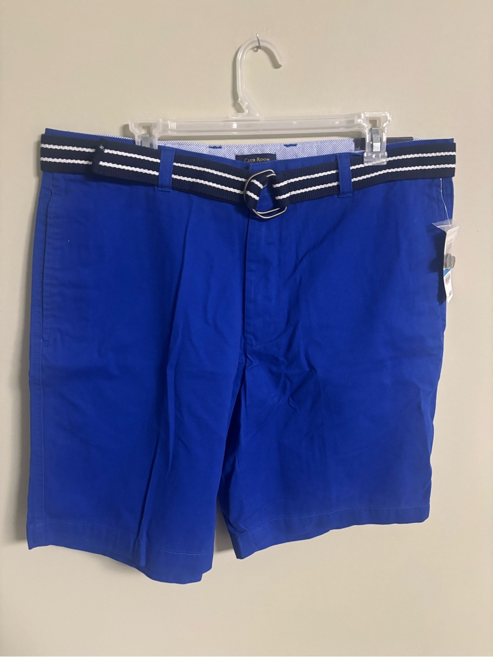 Club Room Chino Shorts with Belt Men's Size 36 Blue Solid Golf 9” Inseam New